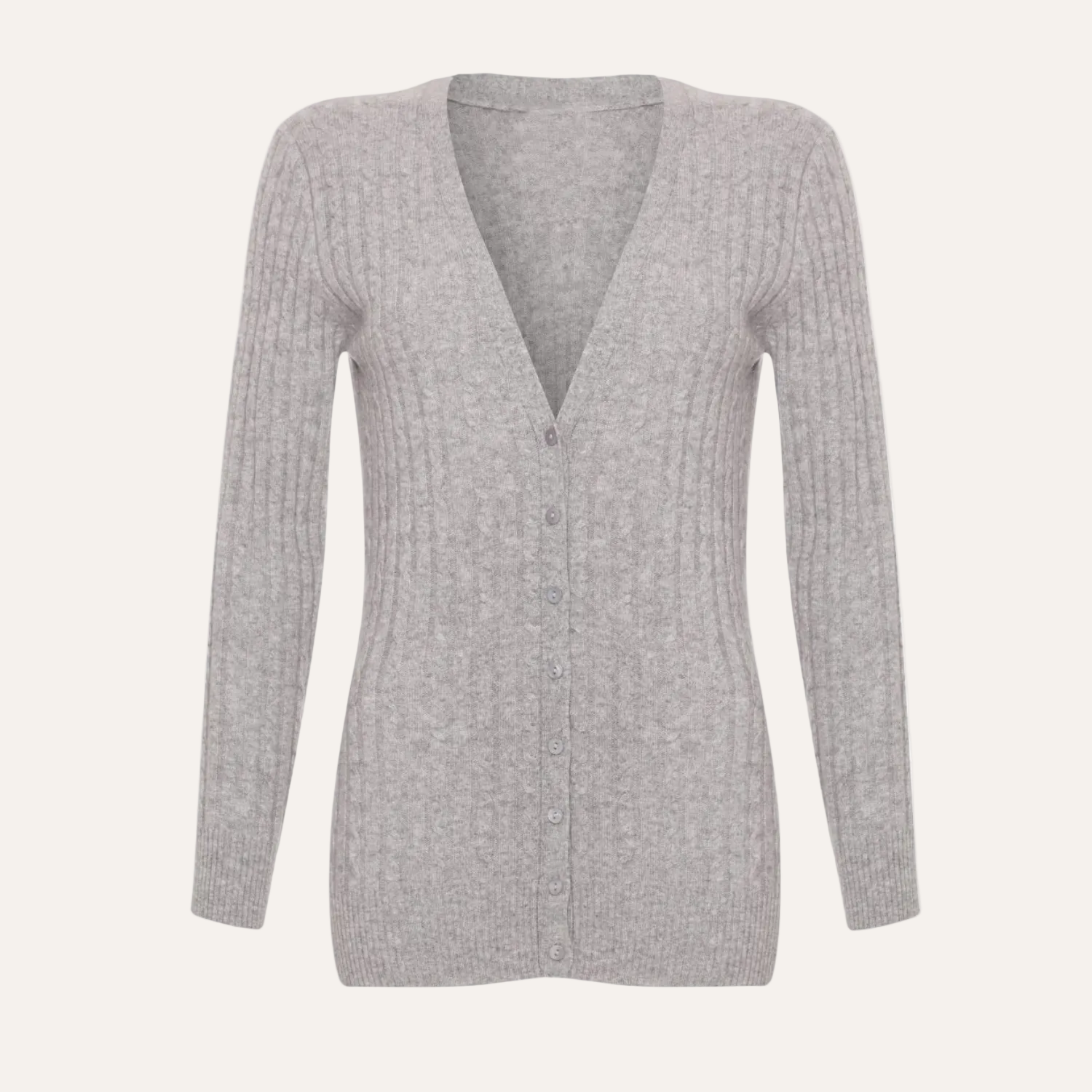 Cable Knit Cashmere Cardigan | Grey