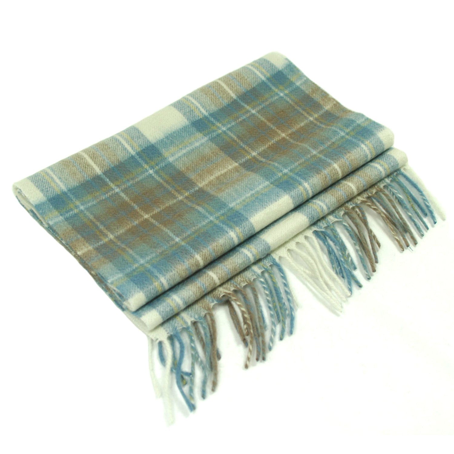 Muted Blue Stewart Scottish Tartan Lambswool Scarf | buy at The Cashmere Choice | London