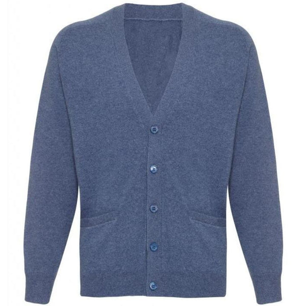 Cashmere Cardigan Mens in Denim