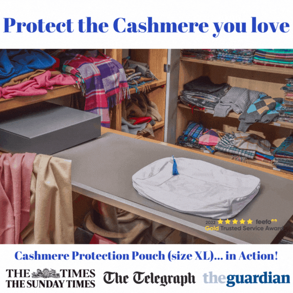 Protect the Cashmere you Love with a Cashmere Protection Pouch from The Cashmere Choice London