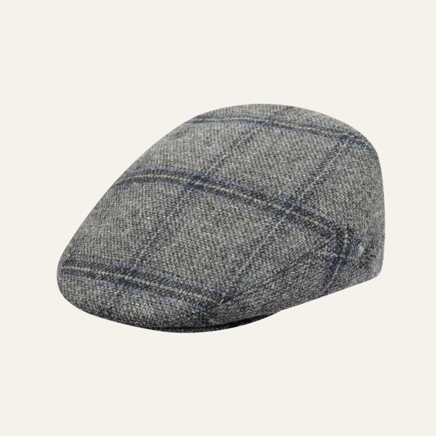 City Sport cap - Wool Flat Cap - Checked Flat Cap in Grey