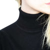 Women's Cashmere Roll Neck Jumper | Black | Close Up