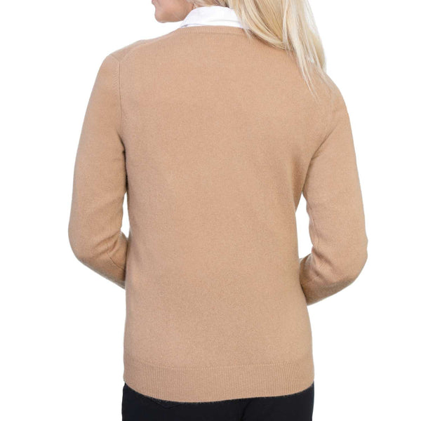 Ladies Camel Beige Cashmere Round Neck Jumper | Back | Shop at The Cashmere Choice | London