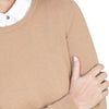 Ladies Camel Beige Cashmere Round Neck Jumper | Close up | Shop at The Cashmere Choice | London