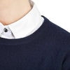 Ladies Navy Blue Cashmere Round Neck Jumper | Close up | Shop at The Cashmere Choice | London