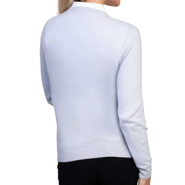 Ladies Pale Blue Cashmere Round Neck Jumper | Back | Shop at The Cashmere Choice | London