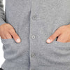 Cashmere Cardigan Mens in Grey Close Up