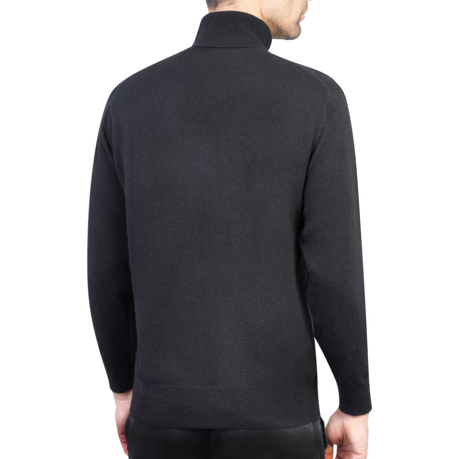 Mens Cashmere Roll Neck in black - back