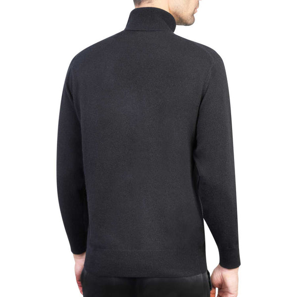 Mens Cashmere Roll Neck in black - back