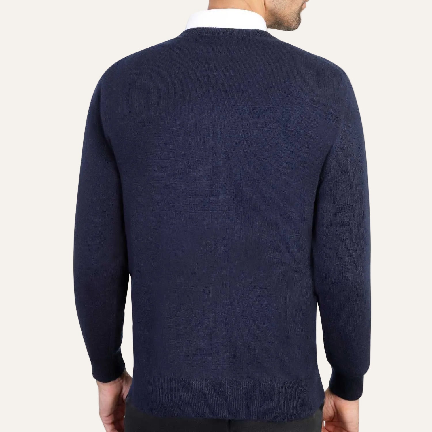 Mens cashmere v neck jumpers - navy blue