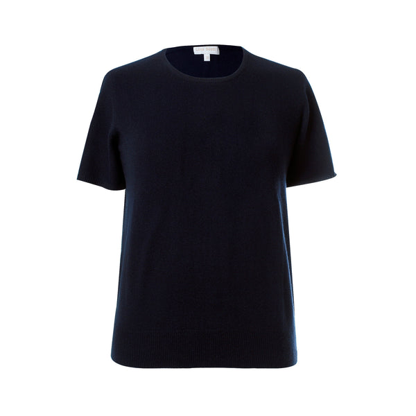 Cashmere Twin Sets | Navy Blue Cashmere Sweater Short Sleeve