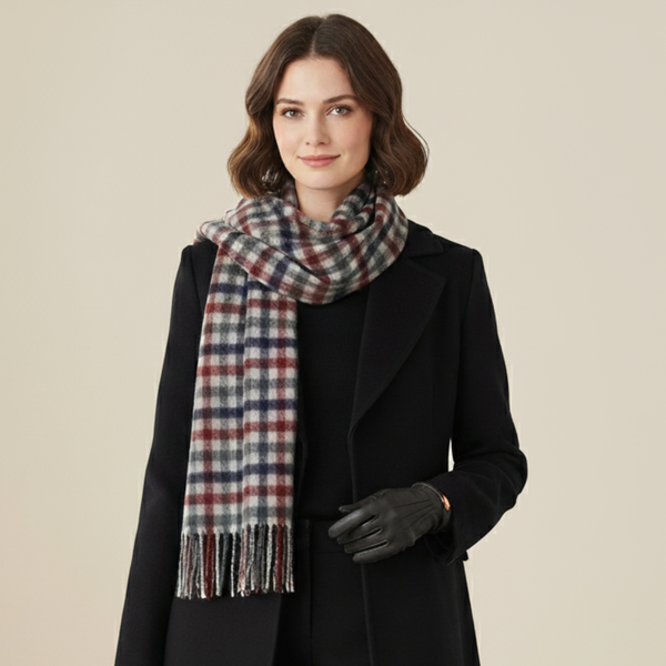 Deluxe Thick Knit Cashmere Checked Scarf | Lomond