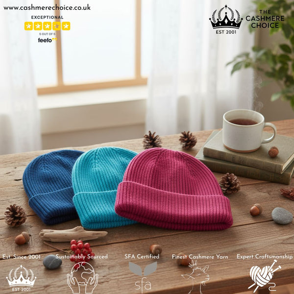 Christmas Gift - The Cashmere Choice - pure cashmere winter beanies for men and women - Made in Scotland