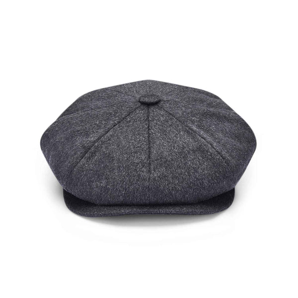Grey 8-Piece Baker Boy Hat by City Sport , Front View