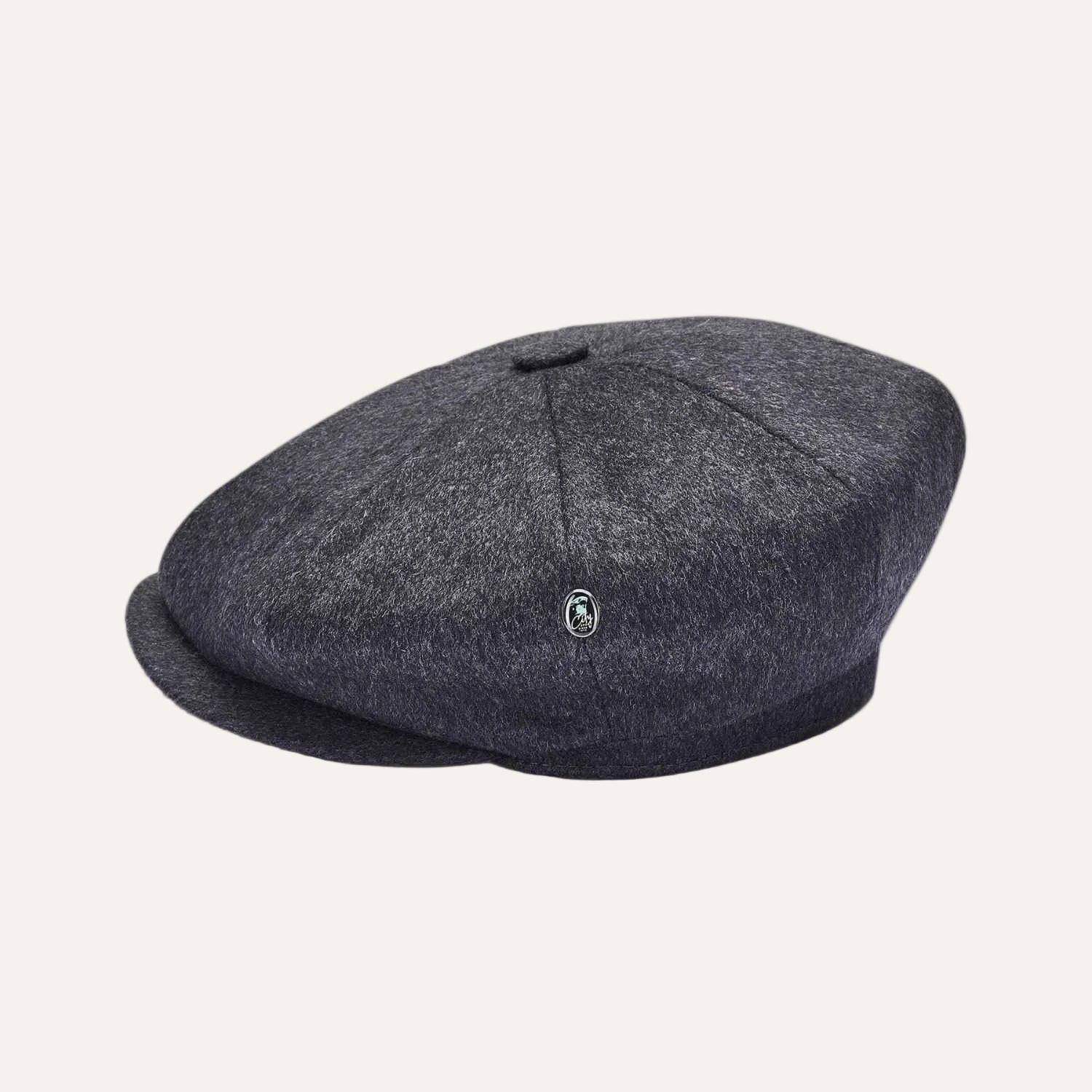 Grey 8-Piece Baker Boy Hat by City Sport , Profile View