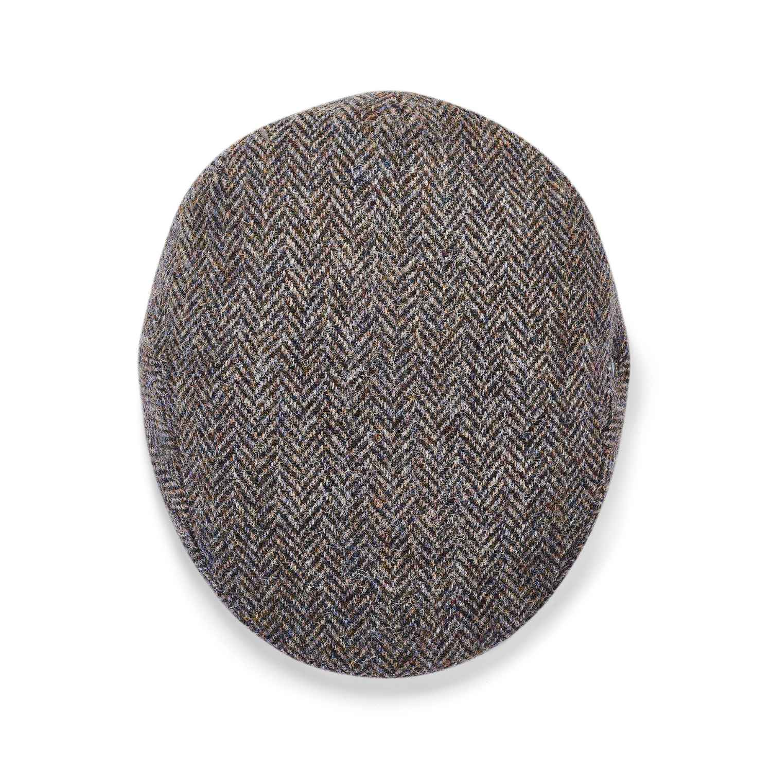 Harris Tweed Flat Cap by City Sport | Beige Herringbone Cap | Top View