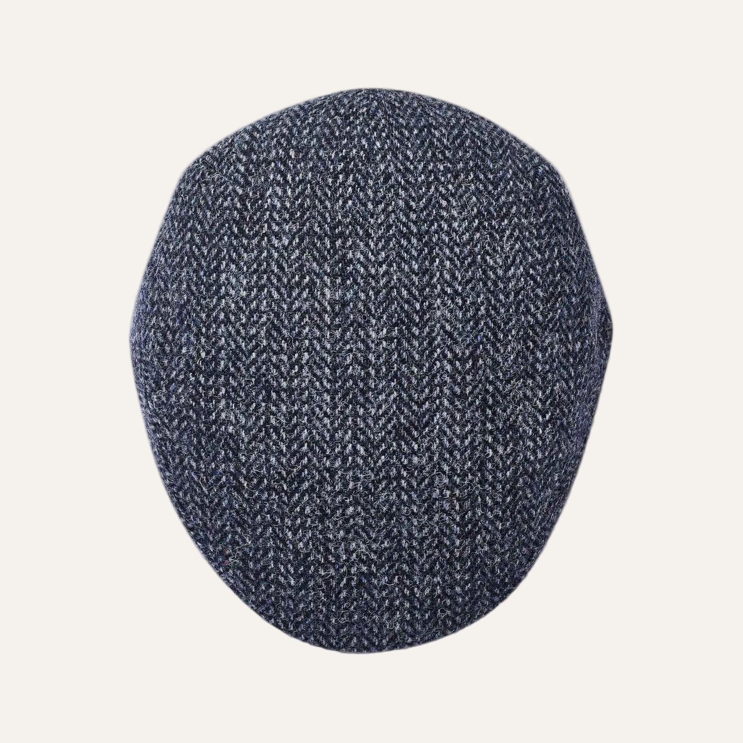 Harris Tweed Flat Cap by City Sport | Blue Herringbone Cap | Top View