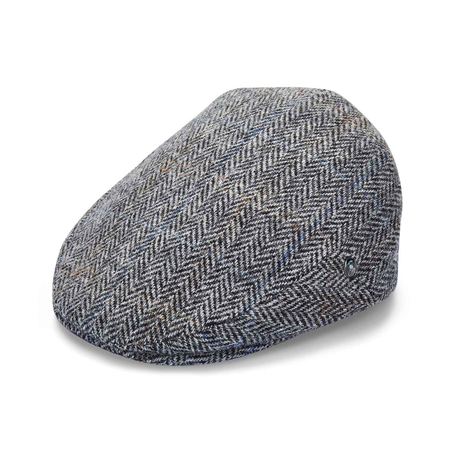 Grey Herringbone Flat Hat | Harris Tweed Flat Cap