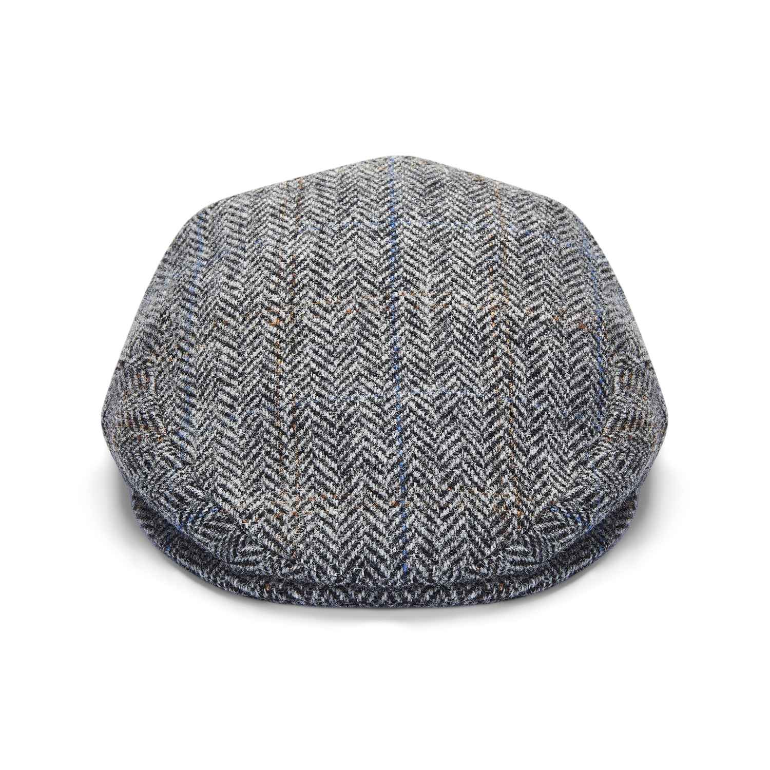 Grey Herringbone Flat Hat | Harris Tweed Flat Cap | Front View