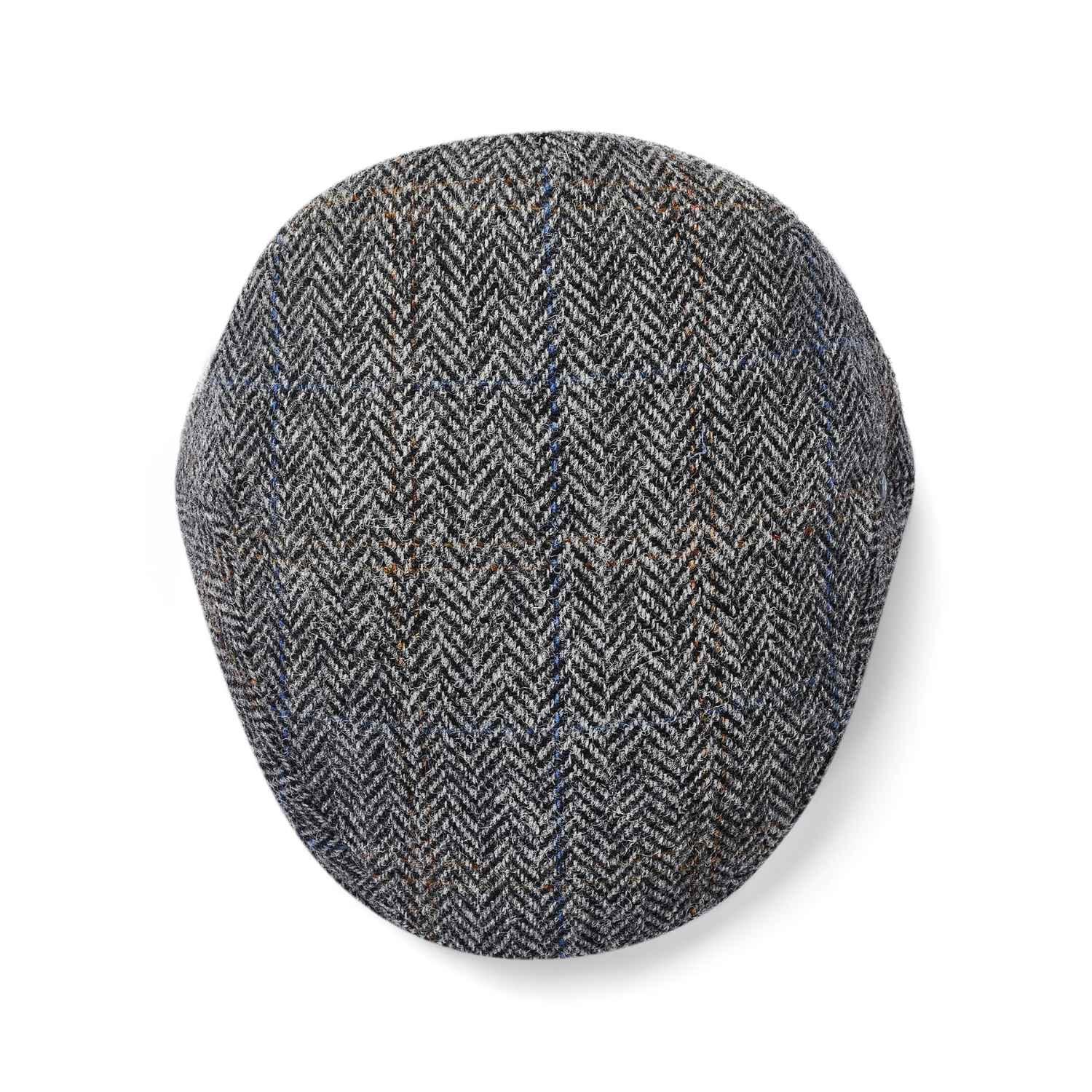 Grey Herringbone Flat Hat | Harris Tweed Flat Cap | Top View