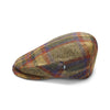Brown/Green/Burgundy Check Wool Flat Cap by City Sport | Side View