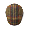 Brown/Green/Burgundy Check Wool Flat Cap by City Sport | Top View 