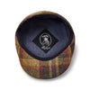 Brown/Green/Burgundy Check Wool Flat Cap by City Sport | Inside View 