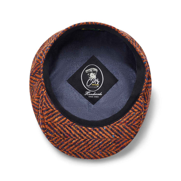 Donegal Tweed Baker Boy Hat by City Sport | Donegal Tweed Cap | Speckled Herringbone | Inside View