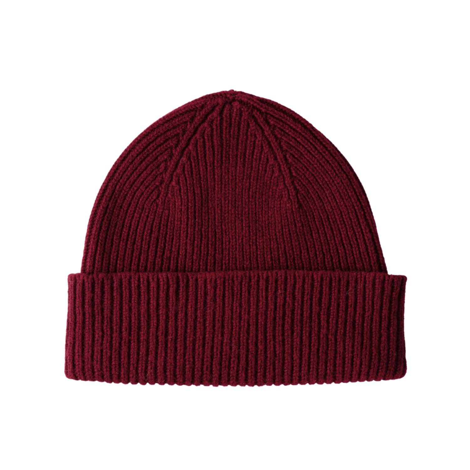 Ribbed wool beanie hat -  Wine