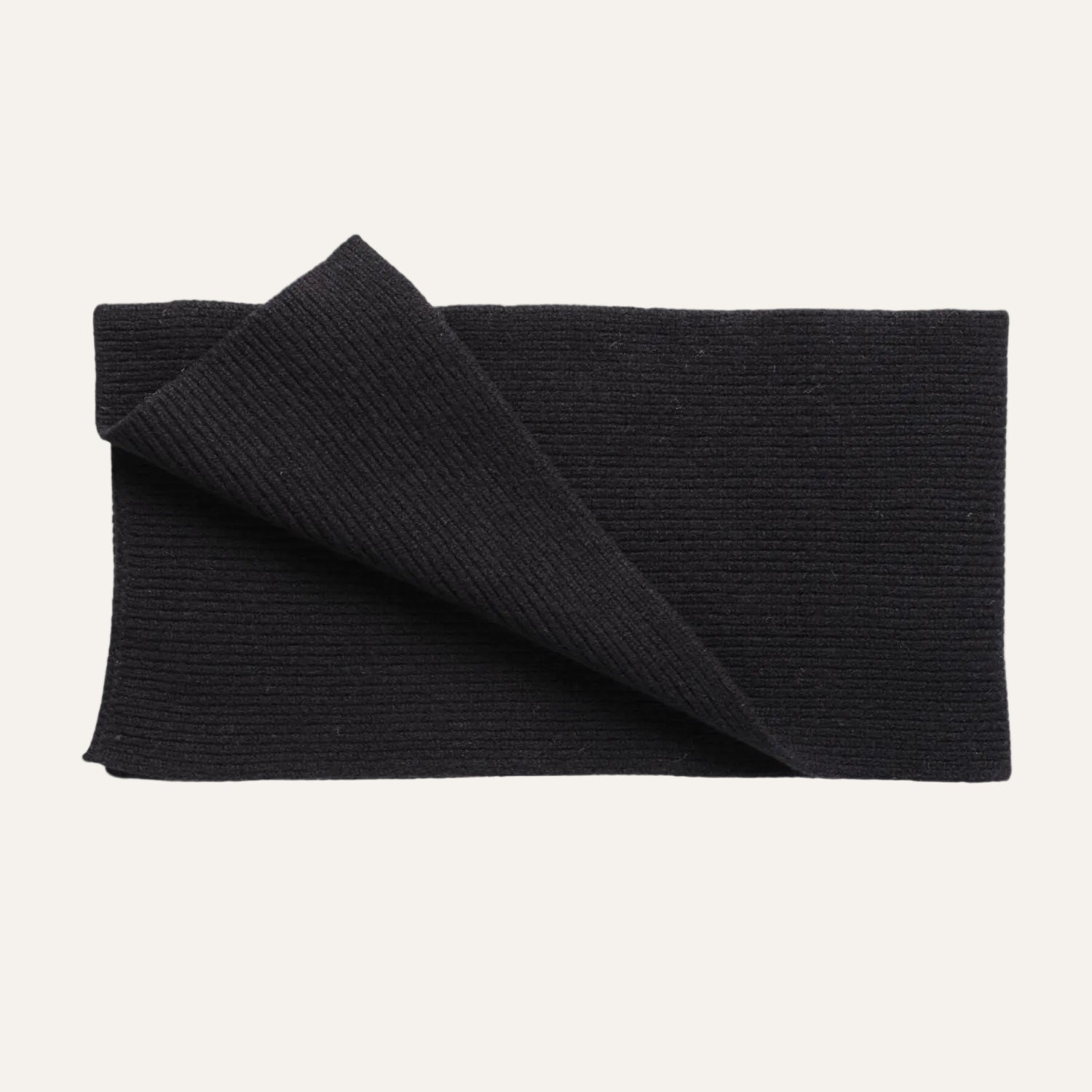 Ribbed wool scarf  -  Black