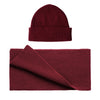 Ribbed wool scarf and beanie hat set  -  Wine