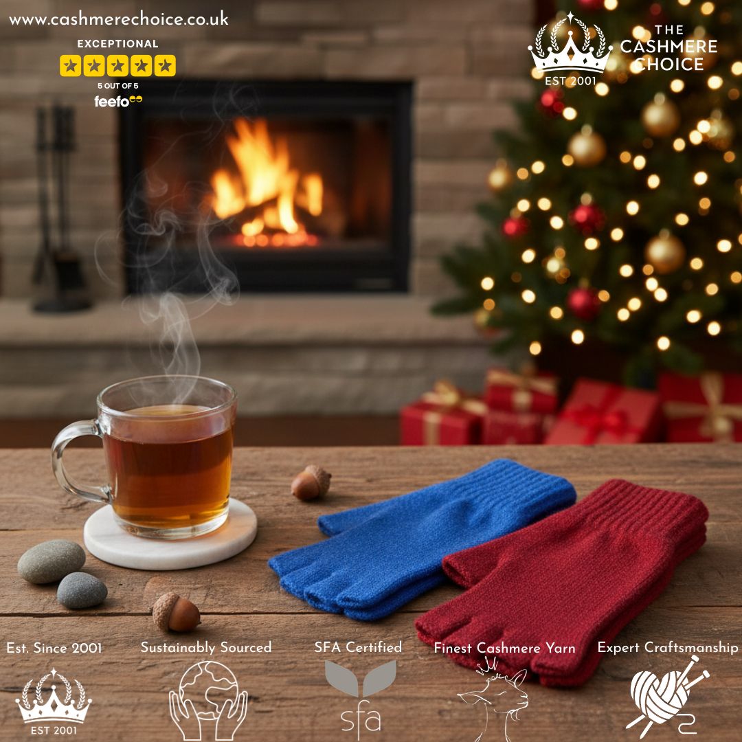 Fingerless Ladies Gloves - Half Finger Lambs Wool Gloves - Gift for Women