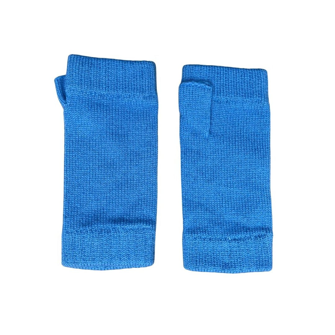 Wrist Warmers UK for Ladies, Cashmere in Cornflower Blue