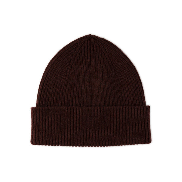 Brown Beanie Hat  Mens, Ribbed, Wool