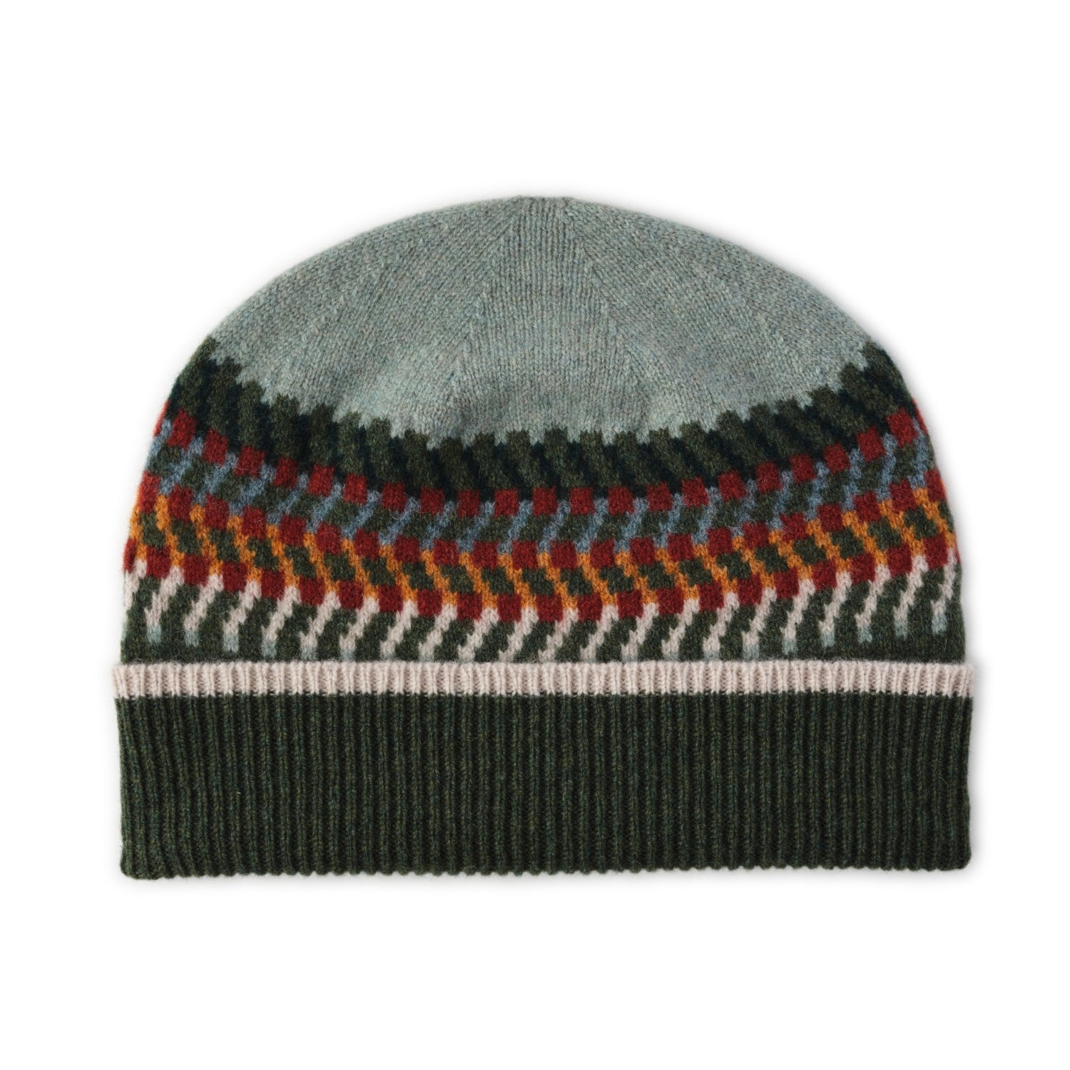 Ladies Patterned Wool Beanie Hat | Corra | Lomond - Forest Green 