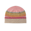 Ladies Patterned Beanie Hat | Pink and Beige | Jacquard Print | The Cashmere Choice