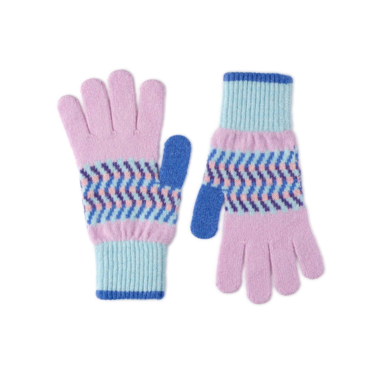 womens wool gloves in contemporary design - blue