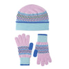 Ladies Patterned Wool Beanie Hat and Gloves Set | Corra | Lomond - Blue