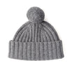 Pom Pom Beanie Hat - Ribbed beanie for women - Grey