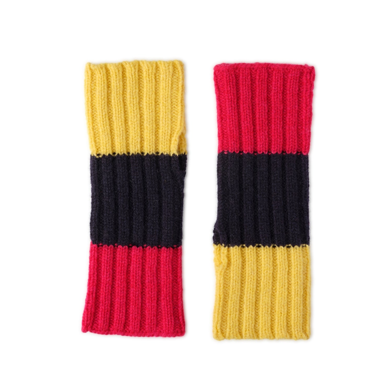 Chuncky lambswool mittens for ladies - red black and beige