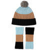 Pom Pom Hat and Mittens Set | Blue, Beige, Black | The Cashmere Choice