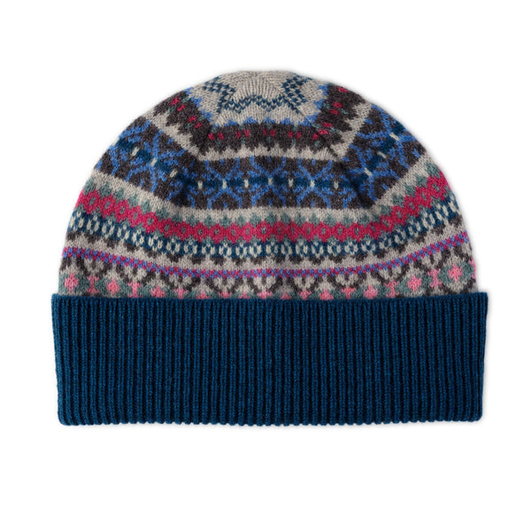 Fairisle Beanie | Blue Pattern | The Cashmere Choice