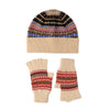 Fairisle Beanie Hat and Fingerless Gloves Set | Beige | The Cashmere Choice