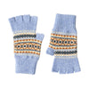 Fairisle Patterned Fingerless Wool Gloves for Ladies | Light Blue | The Cashmere Choice