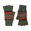 Fairisle Patterned Fingerless Wool Gloves for Ladies | Country Green | The Cashmere Choice