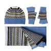 Fairisle Patterned Scarf Glove and Beanie Hat Gift Set for Ladies | Dark Blue | The Cashmere Choice