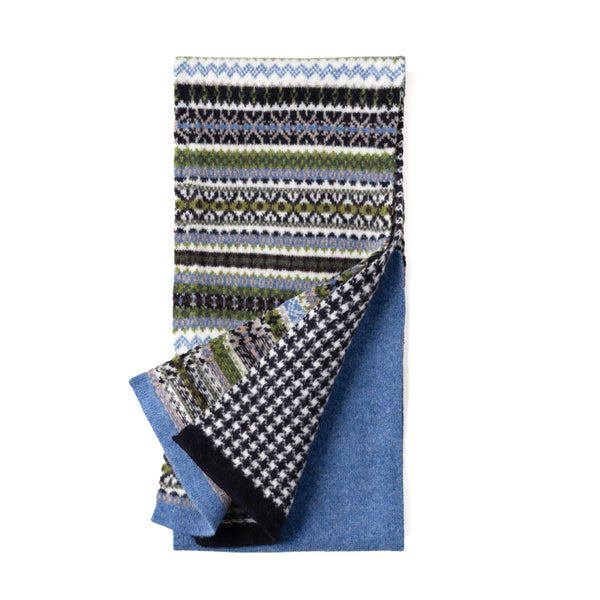 Ladies Fairisle Patterned Wool Scarf | Dark Blue | The Cashmere Choice
