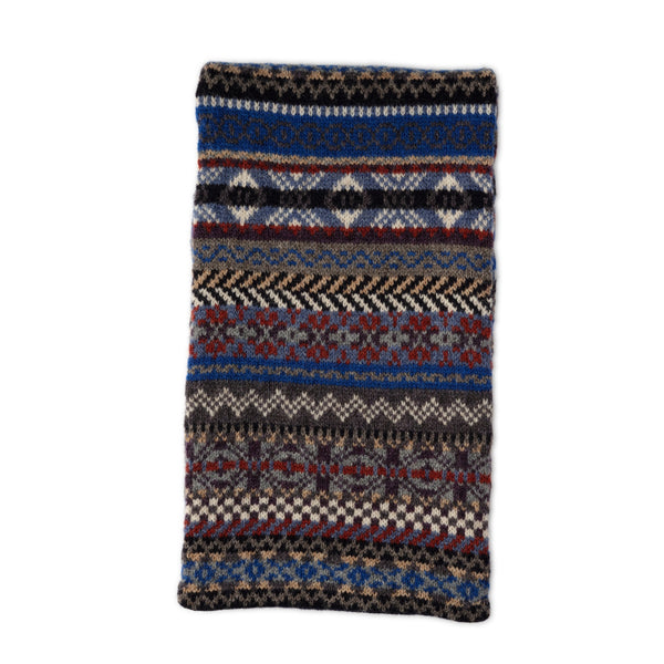 Blue Fairisle Mens Patterned Scarf | The Cashmere Choice