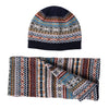Fairisle Patterned Mens Wool Scarf and Hat Set | Blue | The Cashmere Choice