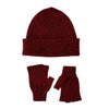 Mens Chunky Wool Beanie Hat and Gloves Set | Wine | Lomond Lambswool | Shin